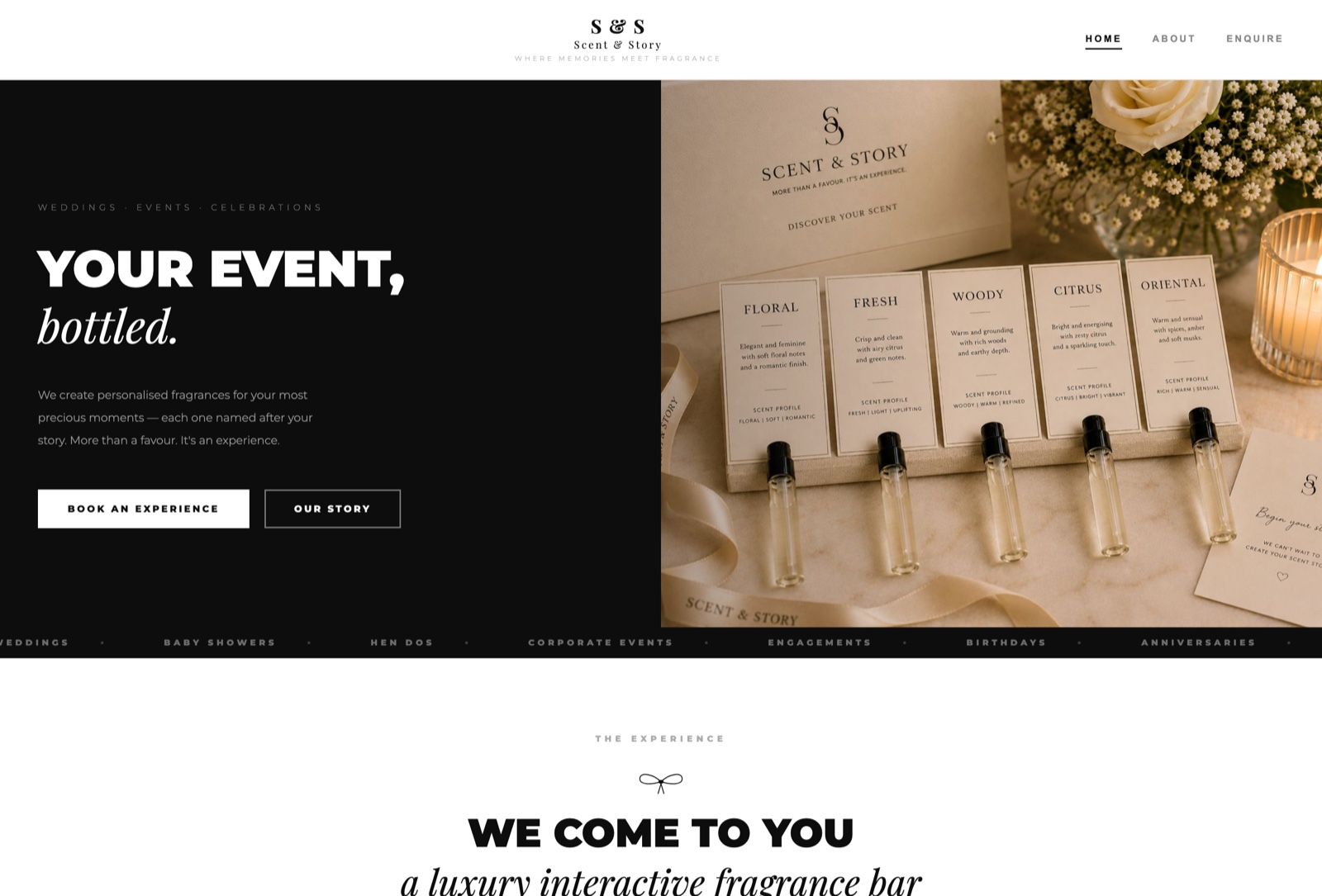 Scent & Story — a website designed and built by Oakden Creative